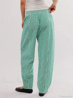 Plaid Print Elastic Waist Loose Wide Leg Pant image 4
