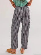 Plaid Print Elastic Waist Loose Wide Leg Pant image 6