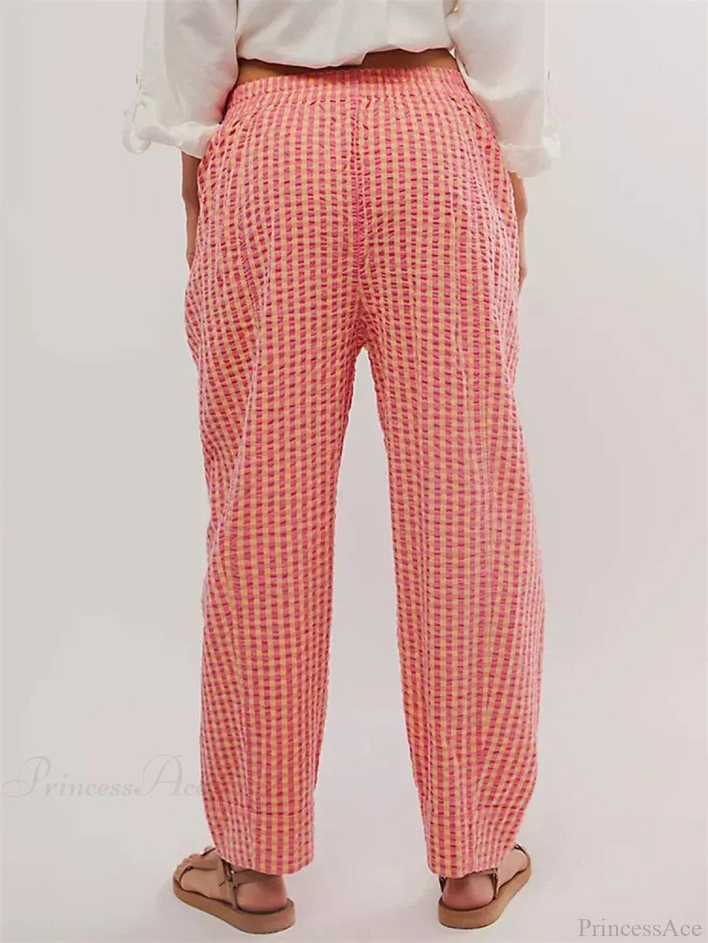 Plaid Print Elastic Waist Loose Wide Leg Pant image 2