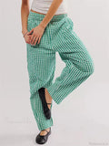 Plaid Print Elastic Waist Loose Wide Leg Pant image 3