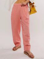 Plaid Print Elastic Waist Loose Wide Leg Pant image 1
