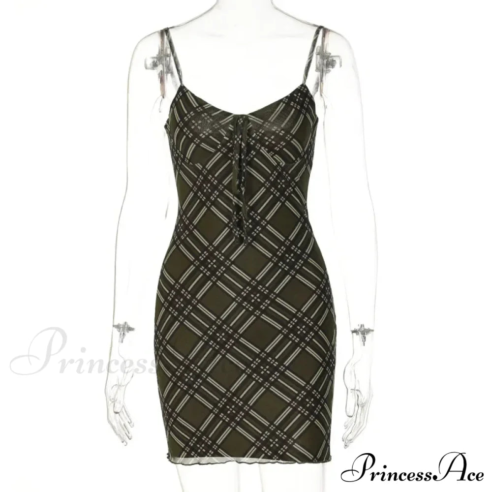 Plaid Print Sundress Vintage Sexy Mini Dress image 5