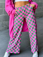 Plaid Print Wide Leg Elastic Waist Casual Pant image 2