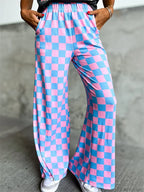 Plaid Print Wide Leg Elastic Waist Casual Pant image 5