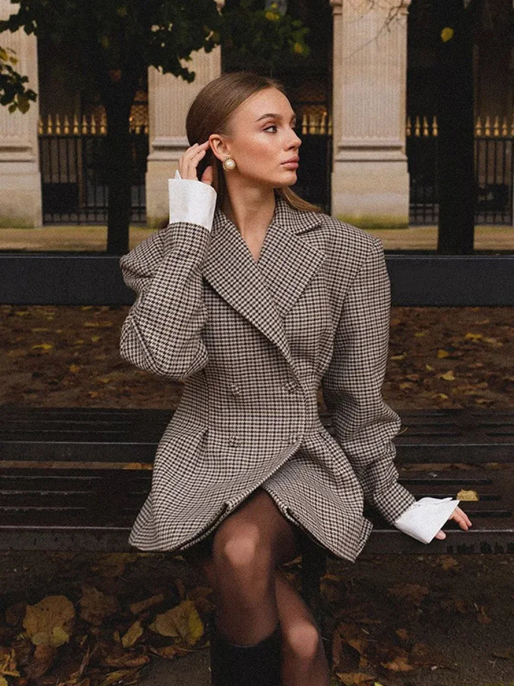 Plaid Printed Blazer Coat image 6