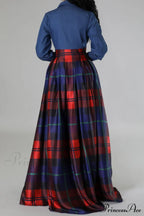 Plaid Printed Shirt Dress with Lapel image 5