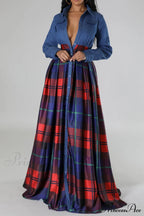 Plaid Printed Shirt Dress with Lapel image 2