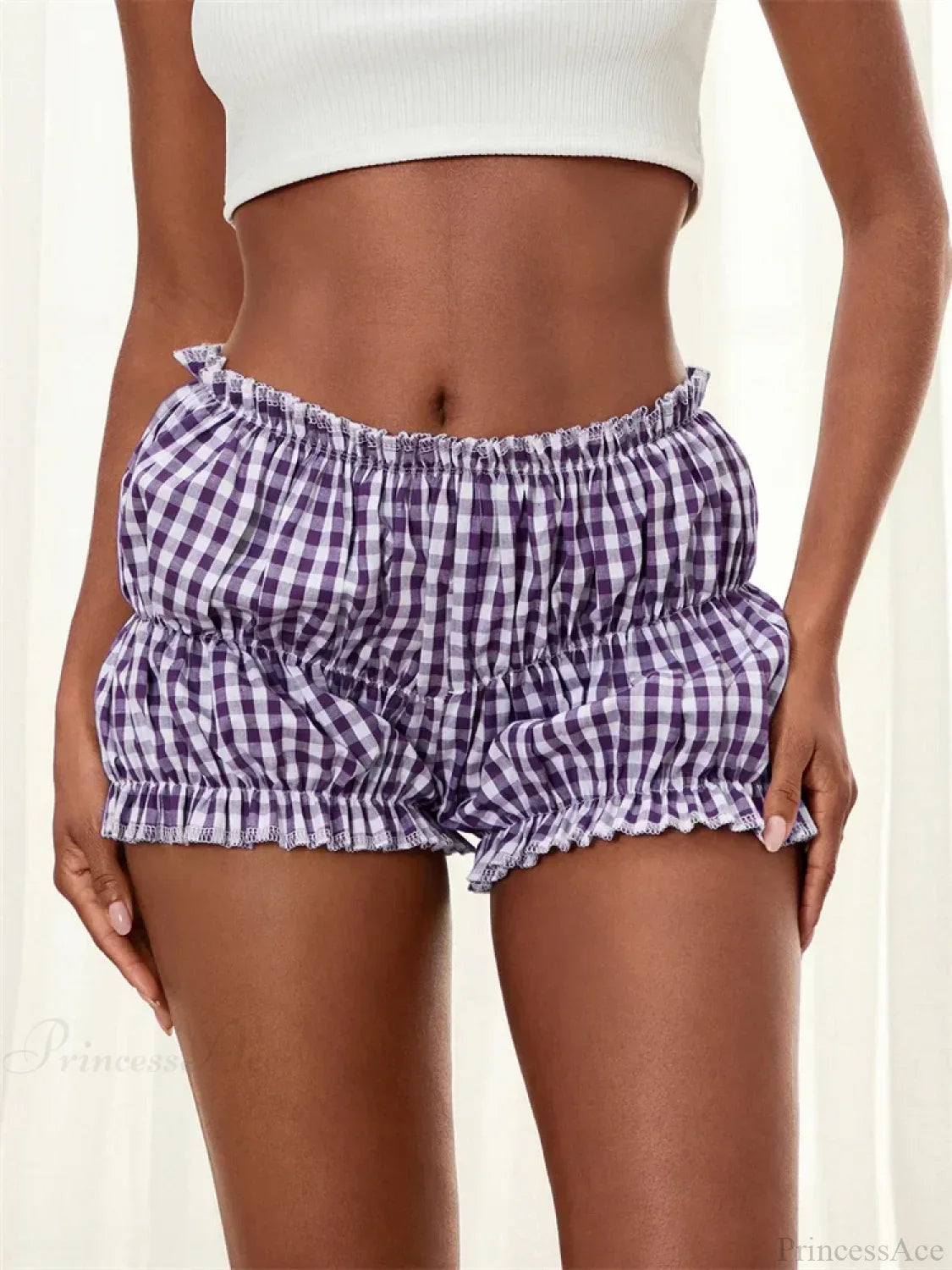Plaid Ruched Ruffle Bloomer Short image 5