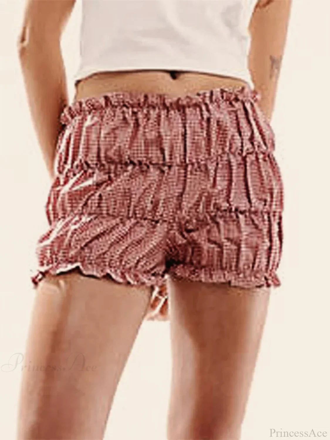 Plaid Ruched Ruffle Bloomer Short image 1