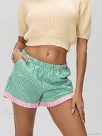 Plaid Ruffle Hem Loose Short image 2