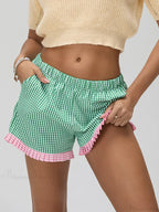 Plaid Ruffle Hem Loose Short image 1