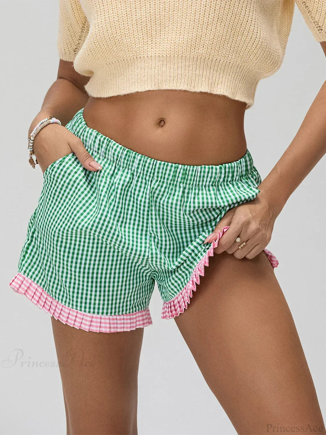Plaid Ruffle Hem Loose Short image 1