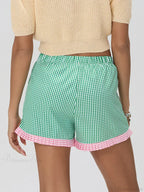 Plaid Ruffle Hem Loose Short image 3