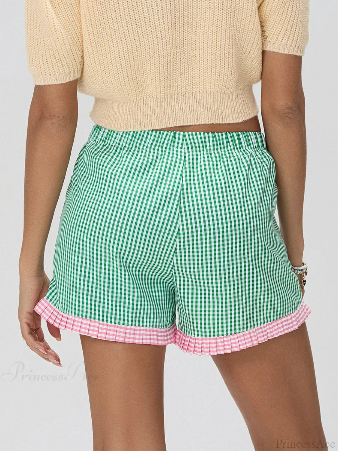 Plaid Ruffle Hem Loose Short image 3
