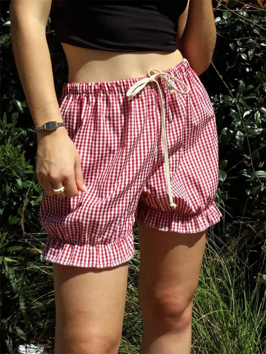 Plaid Ruffled Drawstring Bloomer Short image 5