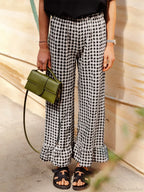 Plaid Ruffled Hem Elastic Waist Loose Pajama Pant image 1