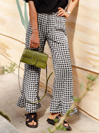 Plaid Ruffled Hem Elastic Waist Loose Pajama Pant image 2