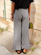 Plaid Ruffled Hem Elastic Waist Loose Pajama Pant image 3