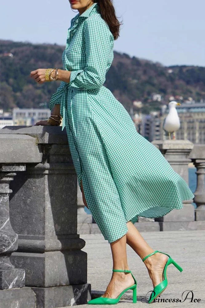 Tie-Waist Plaid Dress image 5