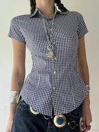 Plaid Slim Buttoned Up Blouse image 2