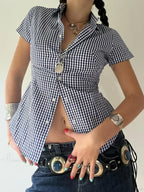 Plaid Slim Buttoned Up Blouse image 3