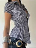 Plaid Slim Buttoned Up Blouse image 1