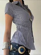 Plaid Slim Buttoned Up Blouse image 1