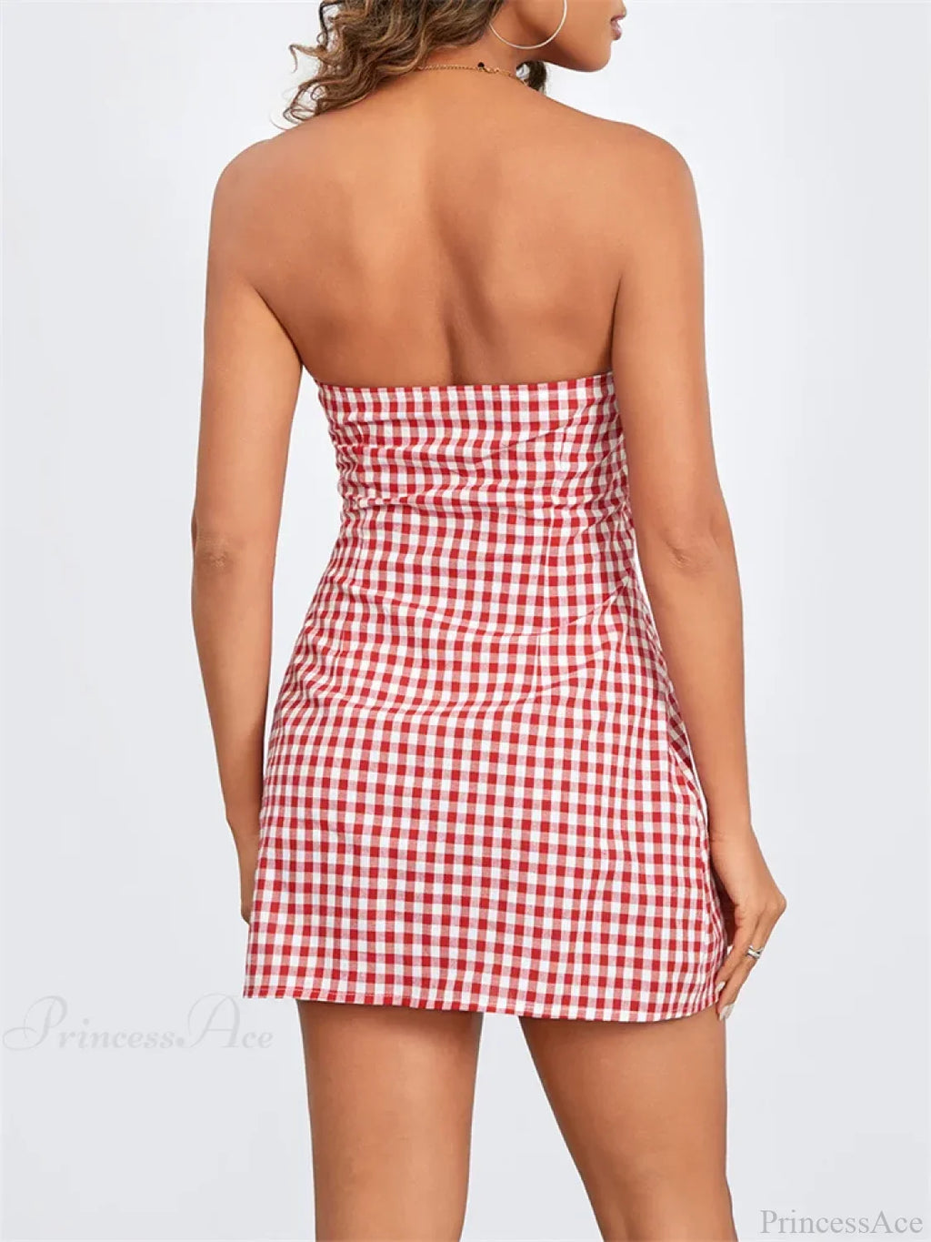 Plaid Slim-Fit Tie-Up Mini Dress image 4