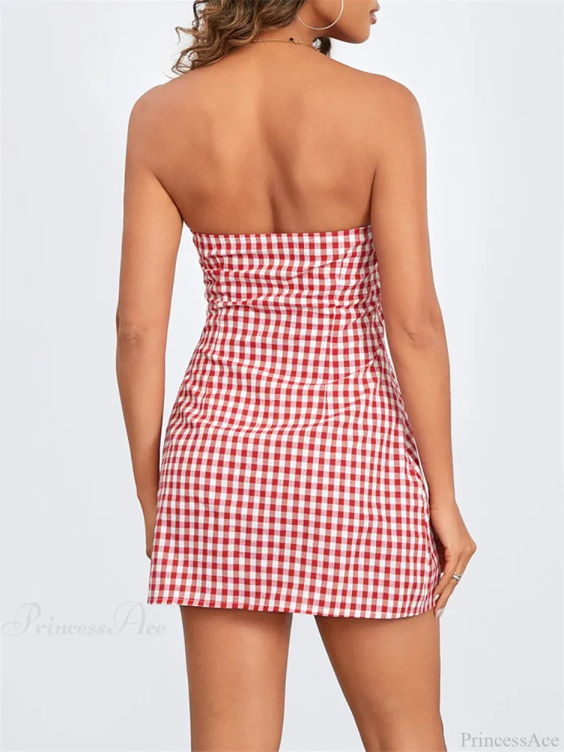 Plaid Slim-Fit Tie-Up Mini Dress image 4