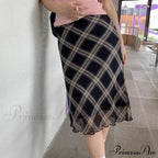 Plaid Vintage Ruffle Mid Skirt Aesthetics Tulle Skirt image 2