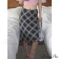Plaid Vintage Ruffle Mid Skirt Aesthetics Tulle Skirt image 1