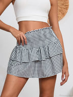 Plaid Vintage Sweet Waist Skirt image 7