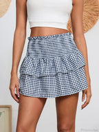 Plaid Vintage Sweet Waist Skirt image 3