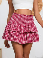 Plaid Vintage Sweet Waist Skirt image 6