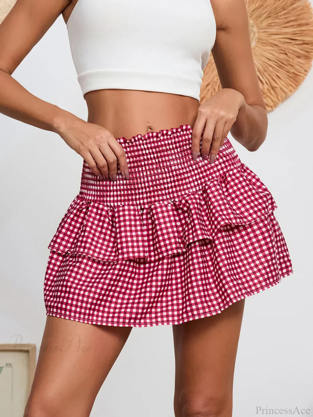 Plaid Vintage Sweet Waist Skirt image 5
