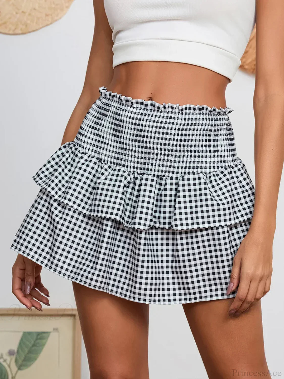 Plaid Vintage Sweet Waist Skirt image 2