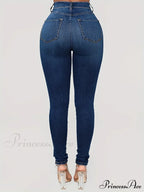 Plain High Waist Skinny High Rise Slim Fit Slash Pockets Casual Denim Jean image 4