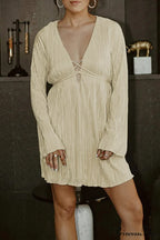Pleated Flares Sleeve Mini Dress with Tie-up image 21