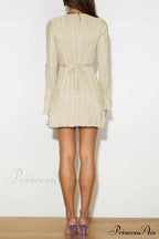 Pleated Flares Sleeve Mini Dress with Tie-up image 24