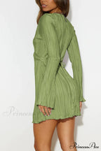 Pleated Flares Sleeve Mini Dress with Tie-up image 26