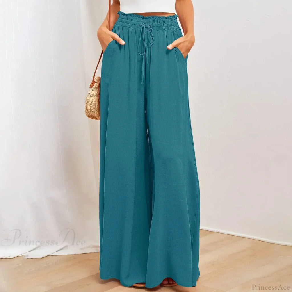 Pleated Solid Wide Leg Culotte Pants image 2