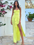 Pleated Strapless Maxi Vacation Dress image 1
