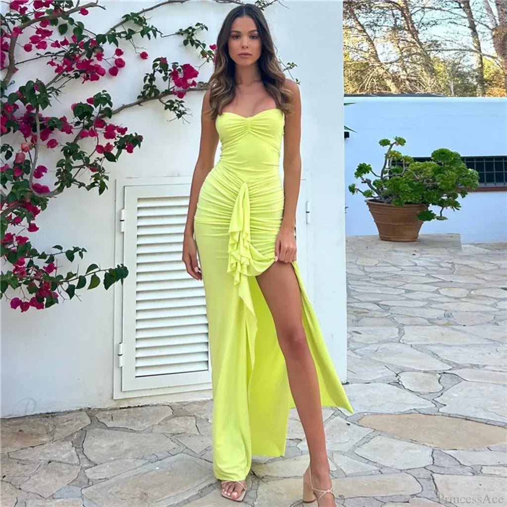 Pleated Strapless Maxi Vacation Dress image 5