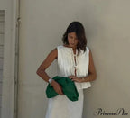 Pleated Tie Up Sleeveless Graceful Top And Midi Skirt Set image 5