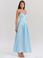 Pleated Waist Wrap A-line Maxi Vacation Dress image 3