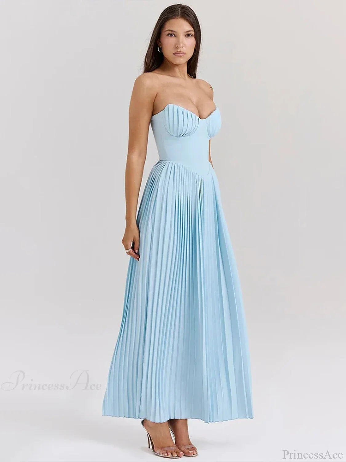 Pleated Waist Wrap A-line Maxi Vacation Dress image 3