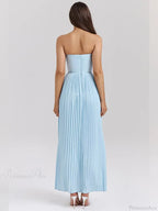 Pleated Waist Wrap A-line Maxi Vacation Dress image 5