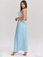 Pleated Waist Wrap A-line Maxi Vacation Dress image 4