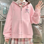 Plus Hoodie Design Women Fruit Sweatshirt Harajuku Loose Thin Zipper Sweet Pink Pocket Cute Size Spring Clothes image 2