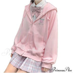 Plus Hoodie Design Women Fruit Sweatshirt Harajuku Loose Thin Zipper Sweet Pink Pocket Cute Size Spring Clothes image 1